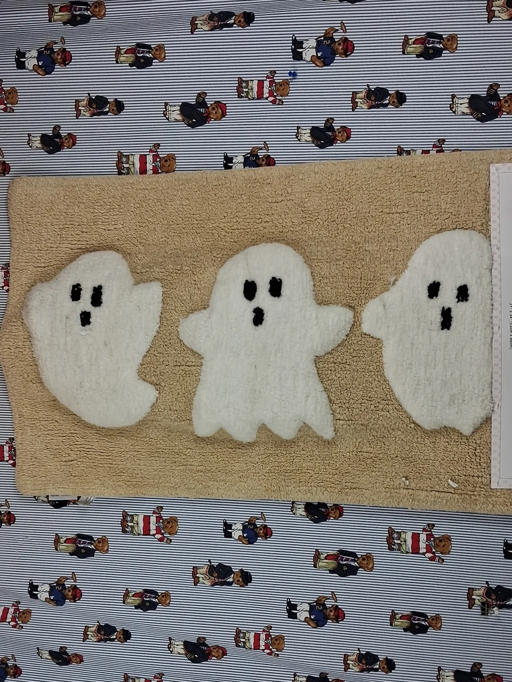 Cupcakes And Cashmere At Home Tan & White 3 Ghost Halloween Bath Rug 21 X 34